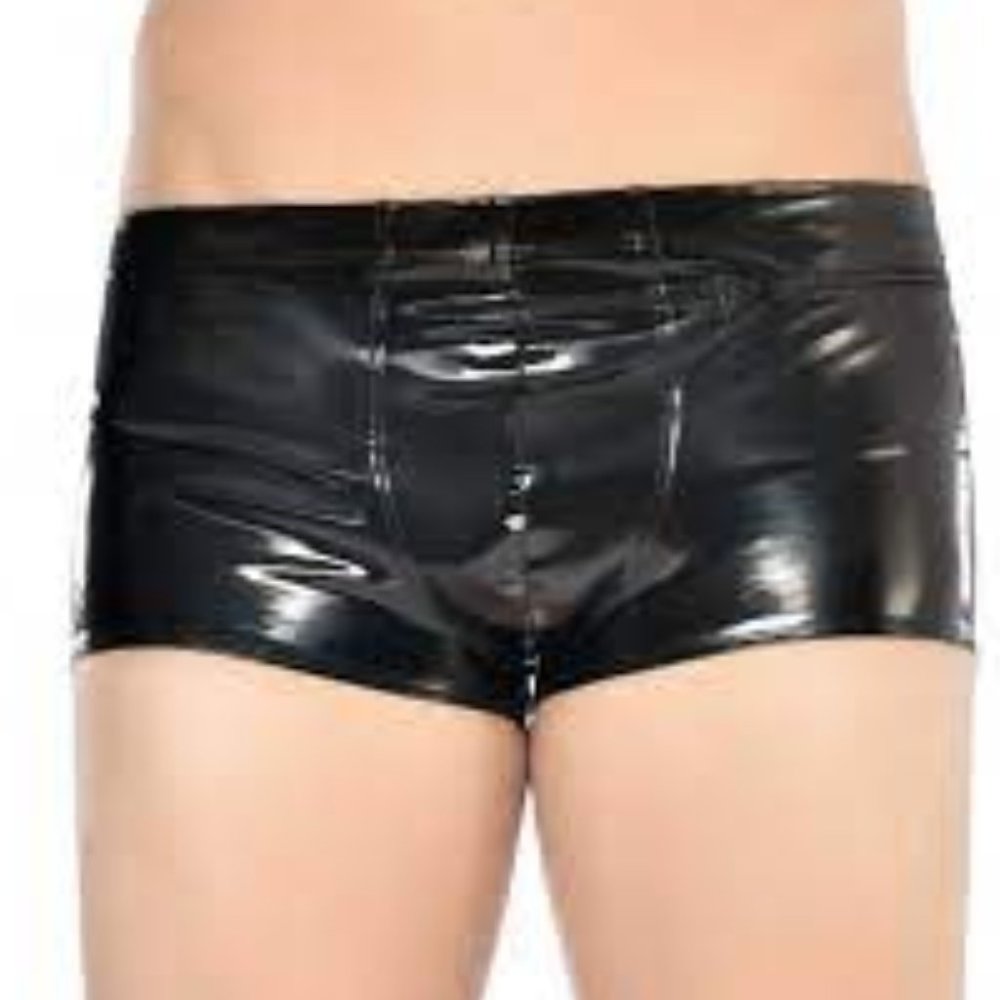 NWT Patrice Catanzaro Black Vinyl South Beach Boxer Shorts Size M - Picture 1 of 8